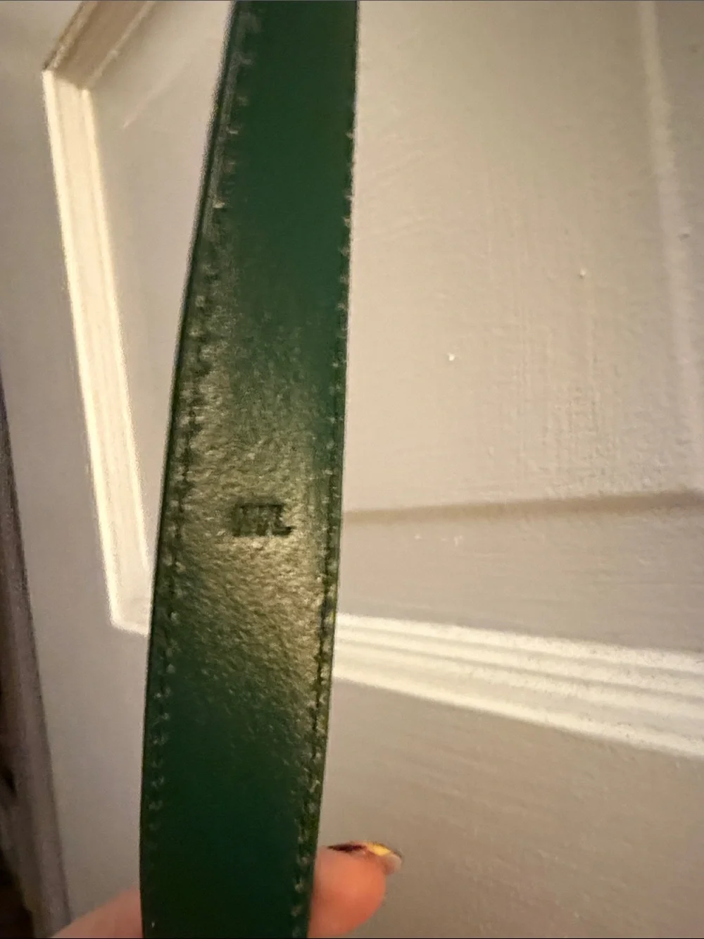 J. Crew Dark Green Croc-Embossed Leather Belt